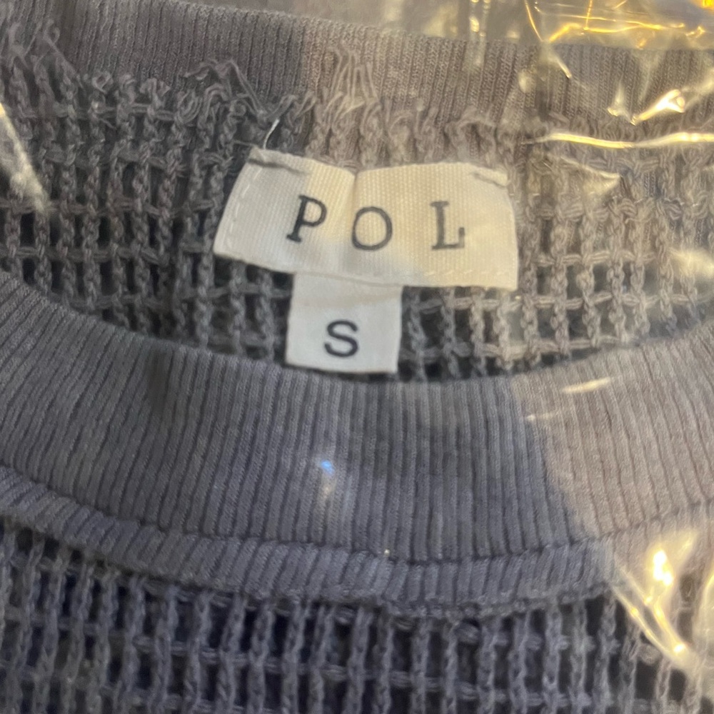 POL Iron Gray round neck lace detailed Top - Picture 7 of 7